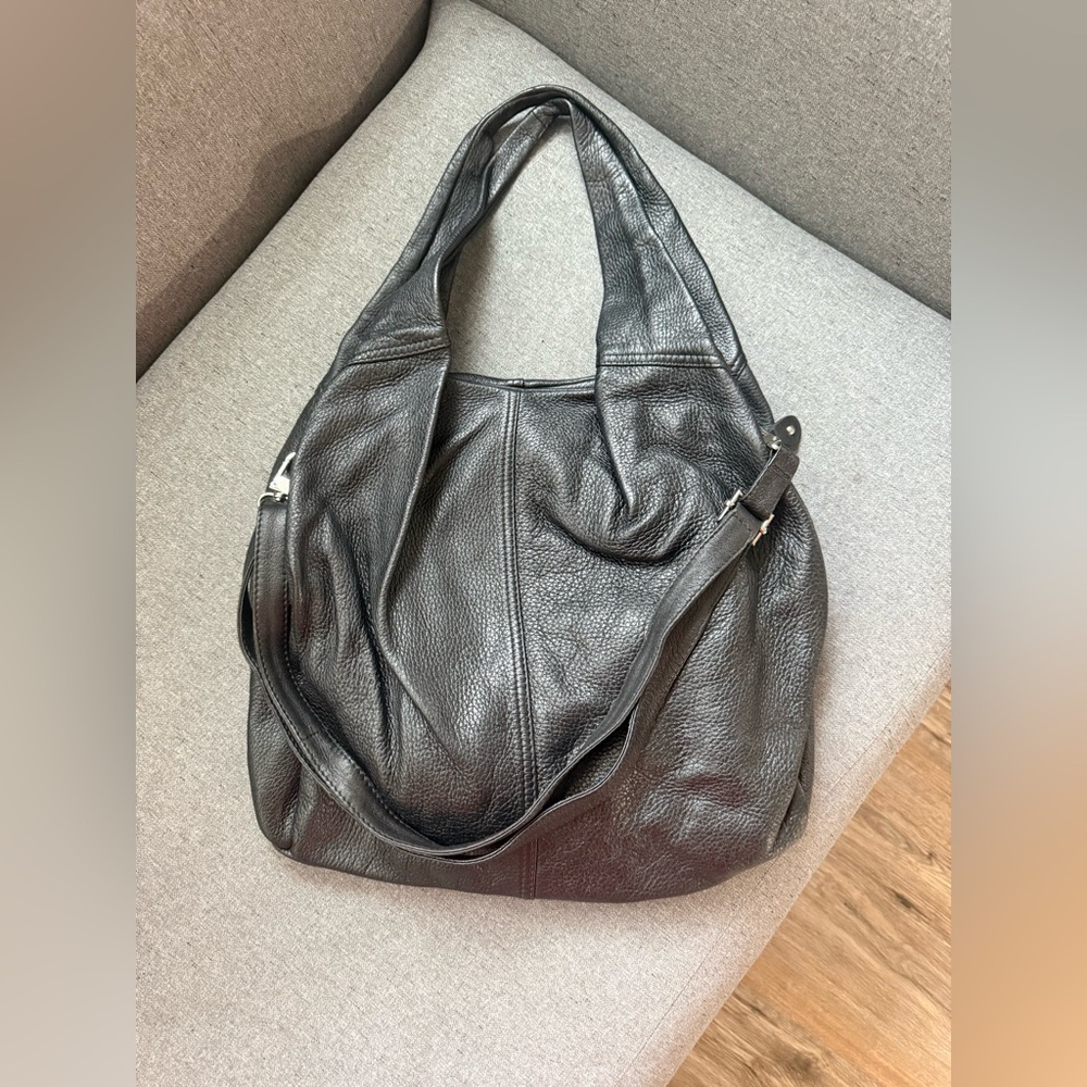 Rossi Firenze Italian Leather Hobo Bag Black Slouchy Quiet Luxury Soft Large Tot